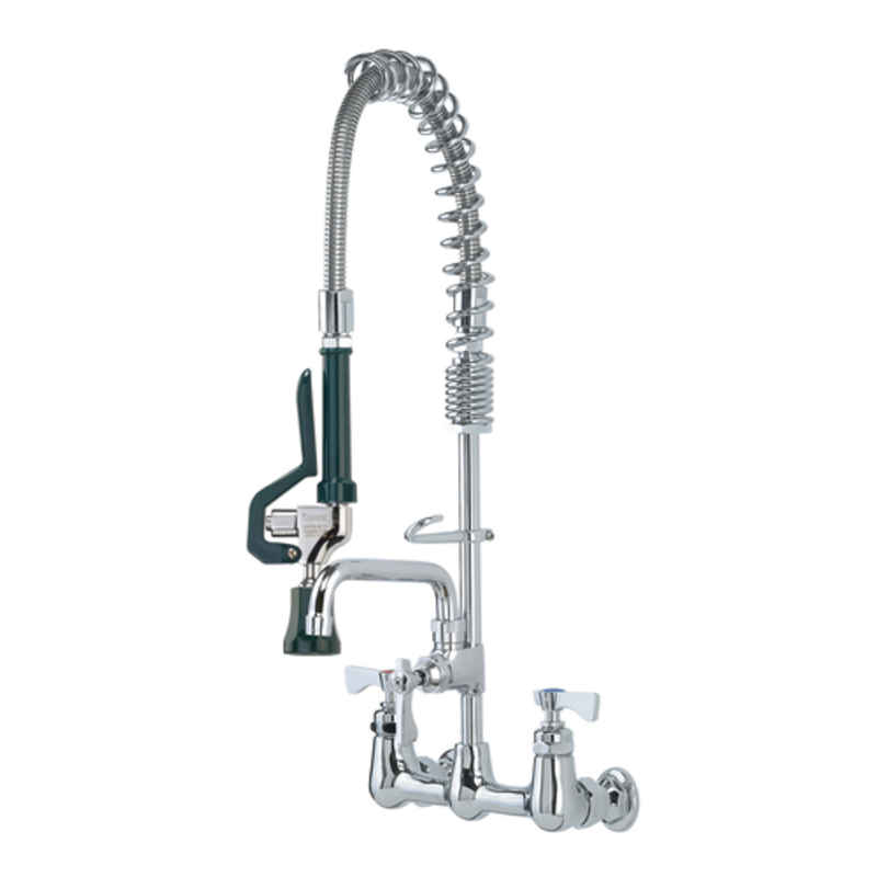 Krowne 18-708L Space-Saving Wall-Mount Pre-Rinse Unit with 8-Inch Swing Faucet