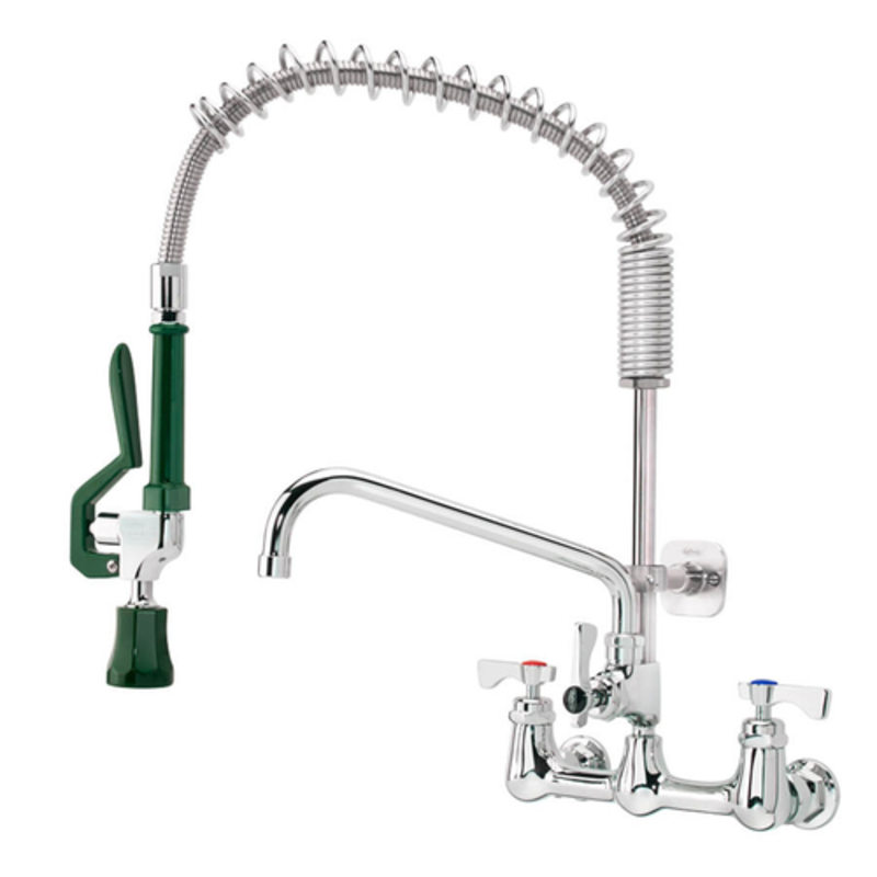 Krowne Royal Series 18-725L Wall-Mounted Pre-Rinse Faucet Assembly with 12" Swing Spout