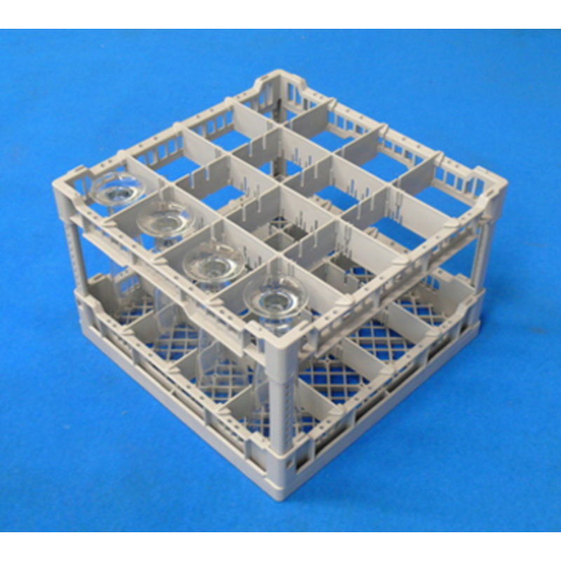 Lamber CC00125 16-Compartment Gray Plastic Glass Rack for Undercounter Washers