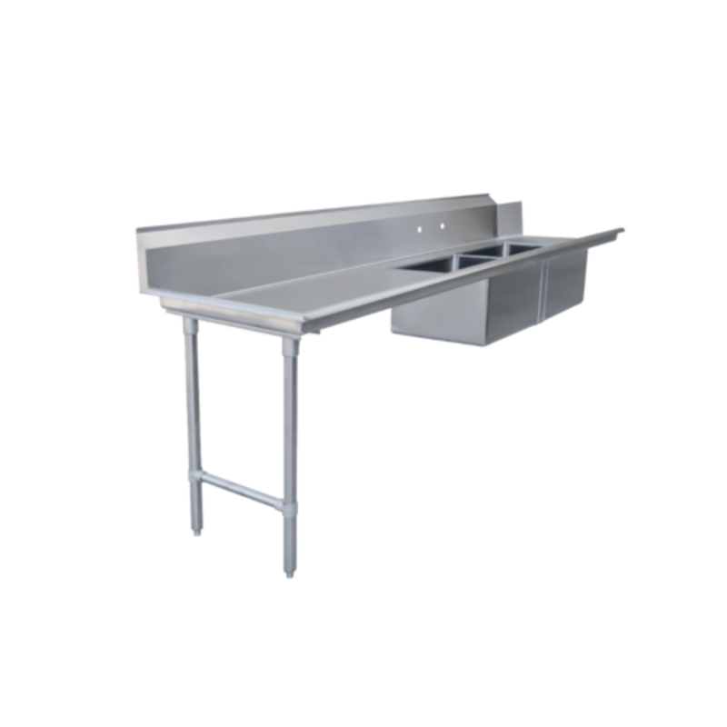 Omcan 48491 108-Inch Stainless Steel Soiled Dishtable with Dual Pre-Rinse Sinks (Left-to-Right)