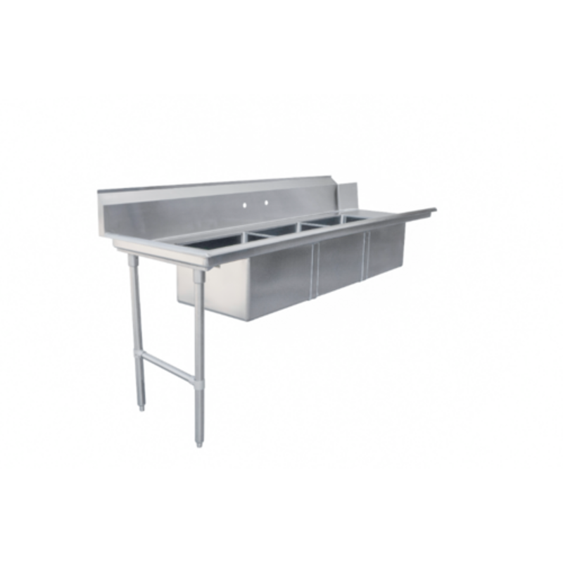 Omcan 48497 84-Inch Left-to-Right Soiled Dishtable with 3 Pre-Rinse Sinks