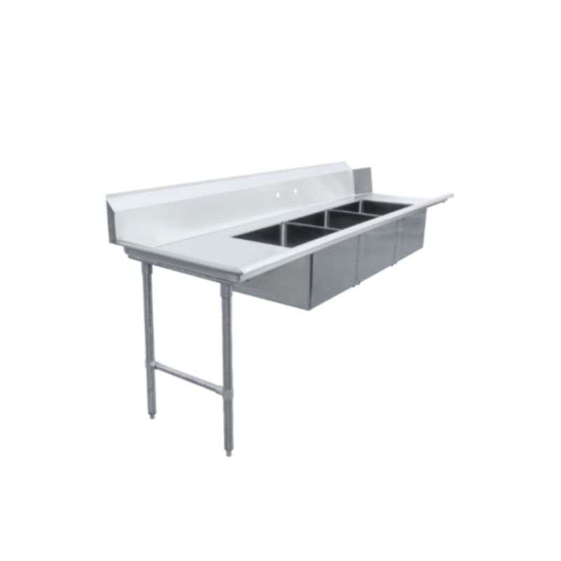 Omcan 48501 108-Inch Straight Soiled Dishtable with Triple Pre-Rinse Sinks