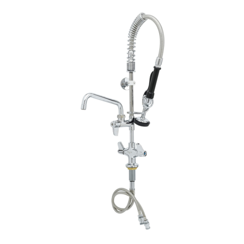 T&S Brass Equip 5MPH-2SLN-08 Single Hole Deck Mount Pre-Rinse Assembly with 8-Inch Add-On Faucet