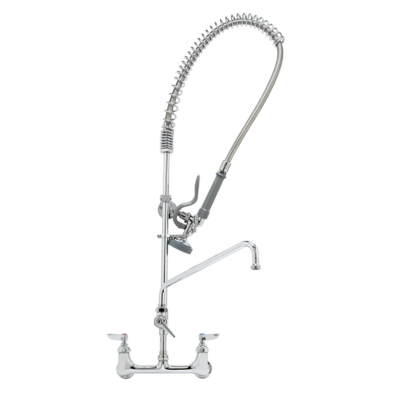 T&S Brass Wall-Mount Pre-Rinse Assembly with 12-Inch Add-On Faucet (B-0133-ADF12-B)
