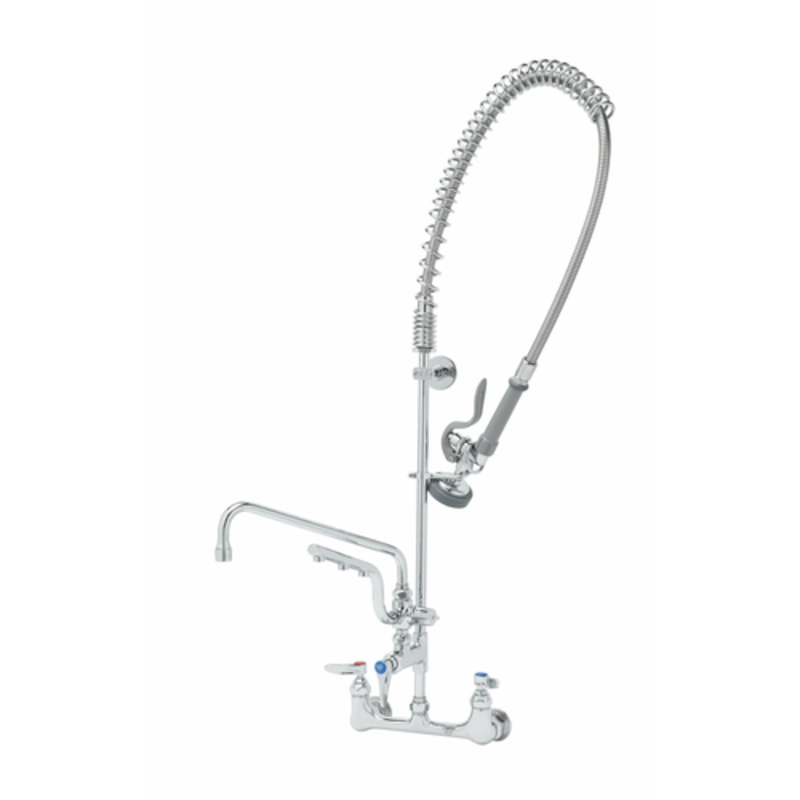 T&S Brass UltraRinse 8-Inch Wall Mount Pre-Rinse Mixing Faucet with Add-On Faucet (B-0133-U12-B)